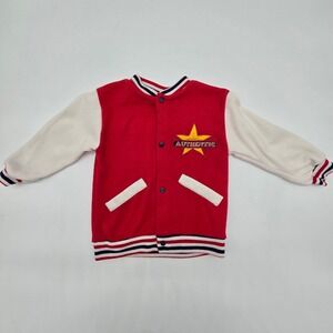 Vintage Okie Dokie Kids Red White Varsity Jacket Size 18 Months